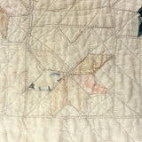 Subtle Beauty, Intensively Hand-Quilted Antique Doll Quilt with Eight Point Stars