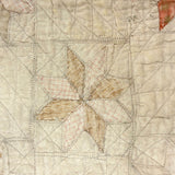 Subtle Beauty, Intensively Hand-Quilted Antique Doll Quilt with Eight Point Stars