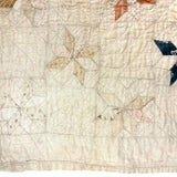 Subtle Beauty, Intensively Hand-Quilted Antique Doll Quilt with Eight Point Stars