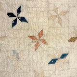 Subtle Beauty, Intensively Hand-Quilted Antique Doll Quilt with Eight Point Stars