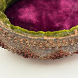Impossibly Fine, Beautiful Condition Antique Mi'kmaq Curlicue Basketry Pin Cushion