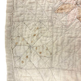Subtle Beauty, Intensively Hand-Quilted Antique Doll Quilt with Eight Point Stars