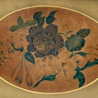 Early, Small Floral Theorem on Velvet in Period Frame with Gold Mat
