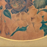Early, Small Floral Theorem on Velvet in Period Frame with Gold Mat