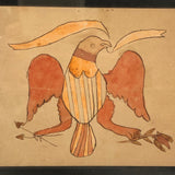 19th C. Watercolor of Eagle with Arrows and Flower