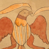 19th C. Watercolor of Eagle with Arrows and Flower