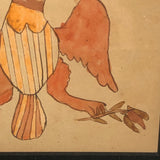 19th C. Watercolor of Eagle with Arrows and Flower