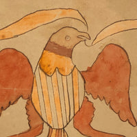 19th C. Watercolor of Eagle with Arrows and Flower