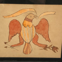 19th C. Watercolor of Eagle with Arrows and Flower