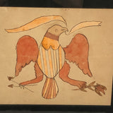 19th C. Watercolor of Eagle with Arrows and Flower