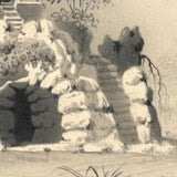 Lonely at the Top: c. 1830s Graphite and Charcoal Drawing of Obelisk Monument