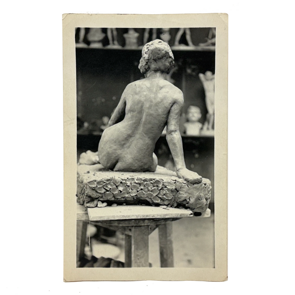 Seated Nude with Back Turned, Lovely Old Snapshot of Artist's Studio