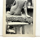 Seated Nude with Back Turned, Lovely Old Snapshot of Artist's Studio