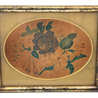 Early, Small Floral Theorem on Velvet in Period Frame with Gold Mat
