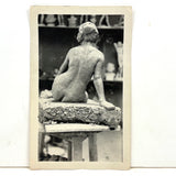 Seated Nude with Back Turned, Lovely Old Snapshot of Artist's Studio