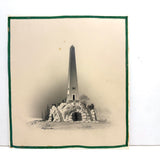 Lonely at the Top: c. 1830s Graphite and Charcoal Drawing of Obelisk Monument