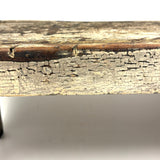 Long, Perfectly Weathered Antique Primitive Stool in Excellent Old White Paint