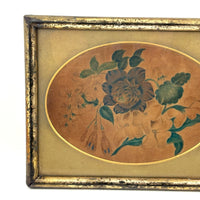 Early, Small Floral Theorem on Velvet in Period Frame with Gold Mat