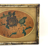 Early, Small Floral Theorem on Velvet in Period Frame with Gold Mat