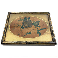 Early, Small Floral Theorem on Velvet in Period Frame with Gold Mat