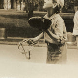 Batter and Catcher Watching Ball (or UFO!), Transcendent Old Snapshot Photo