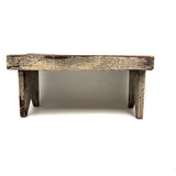 Long, Perfectly Weathered Antique Primitive Stool in Excellent Old White Paint