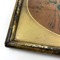 Early, Small Floral Theorem on Velvet in Period Frame with Gold Mat