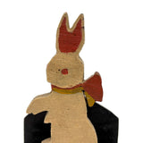 Excellent c. 1940s Pink Eared Bunny Folk Art Napkin Holder