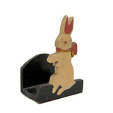 Excellent c. 1940s Pink Eared Bunny Folk Art Napkin Holder
