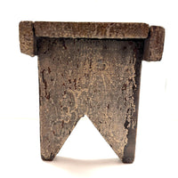 Long, Perfectly Weathered Antique Primitive Stool in Excellent Old White Paint