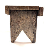 Long, Perfectly Weathered Antique Primitive Stool in Excellent Old White Paint