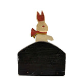Excellent c. 1940s Pink Eared Bunny Folk Art Napkin Holder