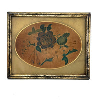 Early, Small Floral Theorem on Velvet in Period Frame with Gold Mat