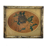 Early, Small Floral Theorem on Velvet in Period Frame with Gold Mat