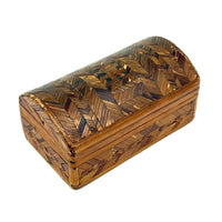 C. 1795 Straw-work Miniature Domed Box with Newspaper Lining, Signed J. Breckenridge