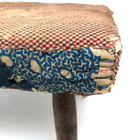 Much Loved 19th Century Cricket Stool in Early Calicos