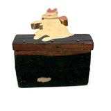 Excellent c. 1940s Pink Eared Bunny Folk Art Napkin Holder