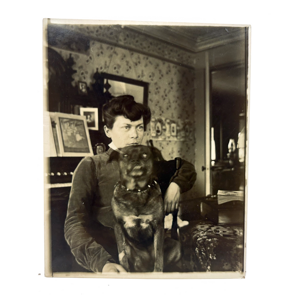 Fierce Looking Woman with Fierce Looking Dog, 1890s Photograph