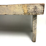 Long, Perfectly Weathered Antique Primitive Stool in Excellent Old White Paint