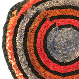 Old Hand-braided Round Chenille Mat with Great Color