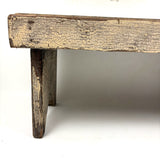 Long, Perfectly Weathered Antique Primitive Stool in Excellent Old White Paint