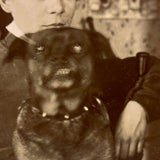 Fierce Looking Woman with Fierce Looking Dog, 1890s Photograph