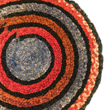 Old Hand-braided Round Chenille Mat with Great Color