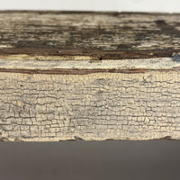 Long, Perfectly Weathered Antique Primitive Stool in Excellent Old White Paint
