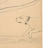 Boy Riding Bird with Dog, Naive Graphite and Colored Pencil Drawing, c. 1880s