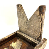 Long, Perfectly Weathered Antique Primitive Stool in Excellent Old White Paint