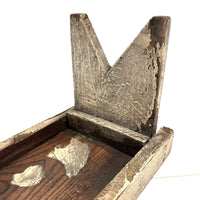 Long, Perfectly Weathered Antique Primitive Stool in Excellent Old White Paint