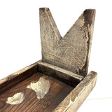Long, Perfectly Weathered Antique Primitive Stool in Excellent Old White Paint