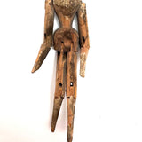 Impossibly Delicate, Beautifully Crusty Early Miniature Grodnertal Peg Doll
