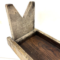Long, Perfectly Weathered Antique Primitive Stool in Excellent Old White Paint